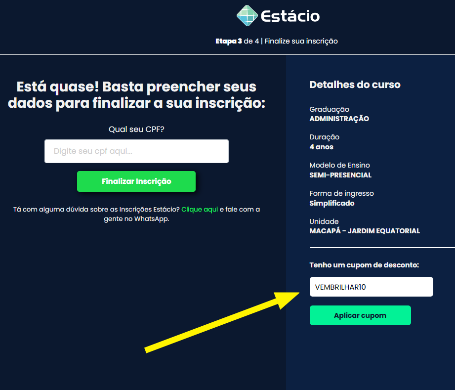 cupom Estácio 2025, bolsa Estácio EAD, graduação com desconto, desconto primeiro semestre, cupom VEMBRILHAR10, bolsa graduação Estácio, faculdade online barata, desconto Estácio 2025, EAD com bolsa, cupom matrícula Estácio, graduação acessível, bolsa ensino superior, desconto faculdade EAD, Estácio cupom desconto, matrícula com desconto